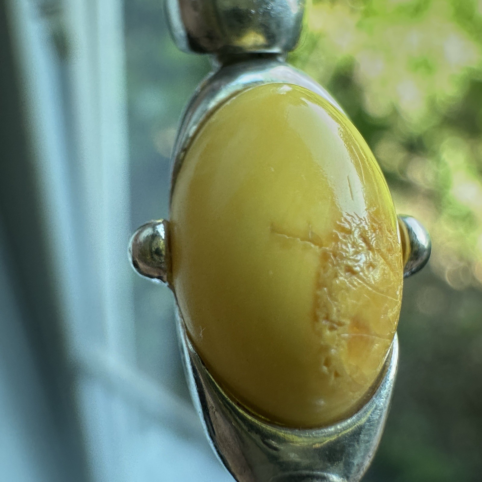 VTG Tennis Link Bracelet 7.25 inches Baltic Amber Egg Yolk 925 Sterling 14.9g