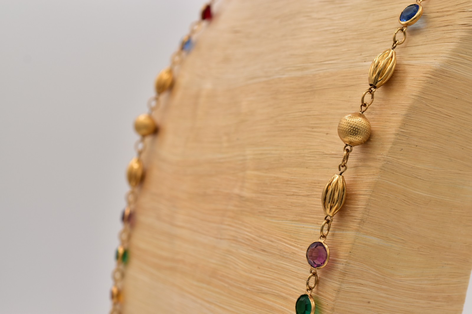Vintage Austrian Crystal USA Necklace Gold Multicolor Open Bezel Station BinG