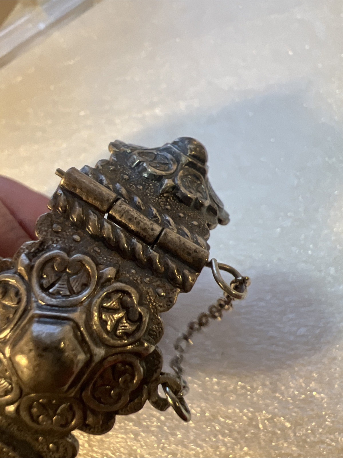 Antique Silver Islamic African Hinged Kabyle Argent Berbère Bracelet