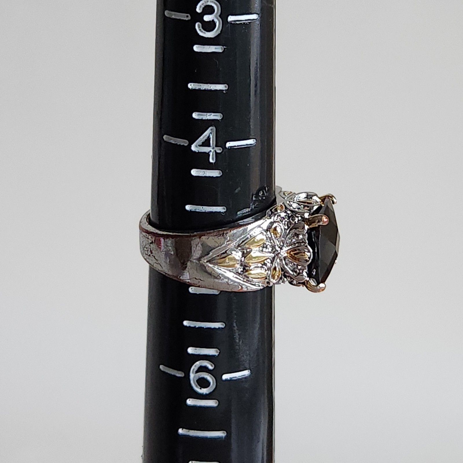 Size 5 Vintage Large Black CZ AS IS Copper Base Peeking Through