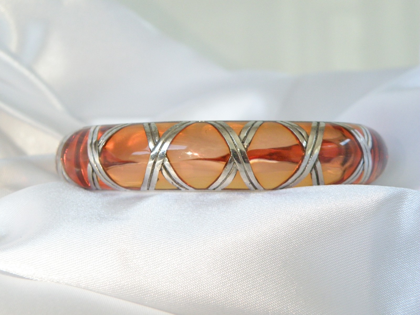 Angelique de Paris Sterling Silver Bamboo Thick Hinged Bracelet 7.5″