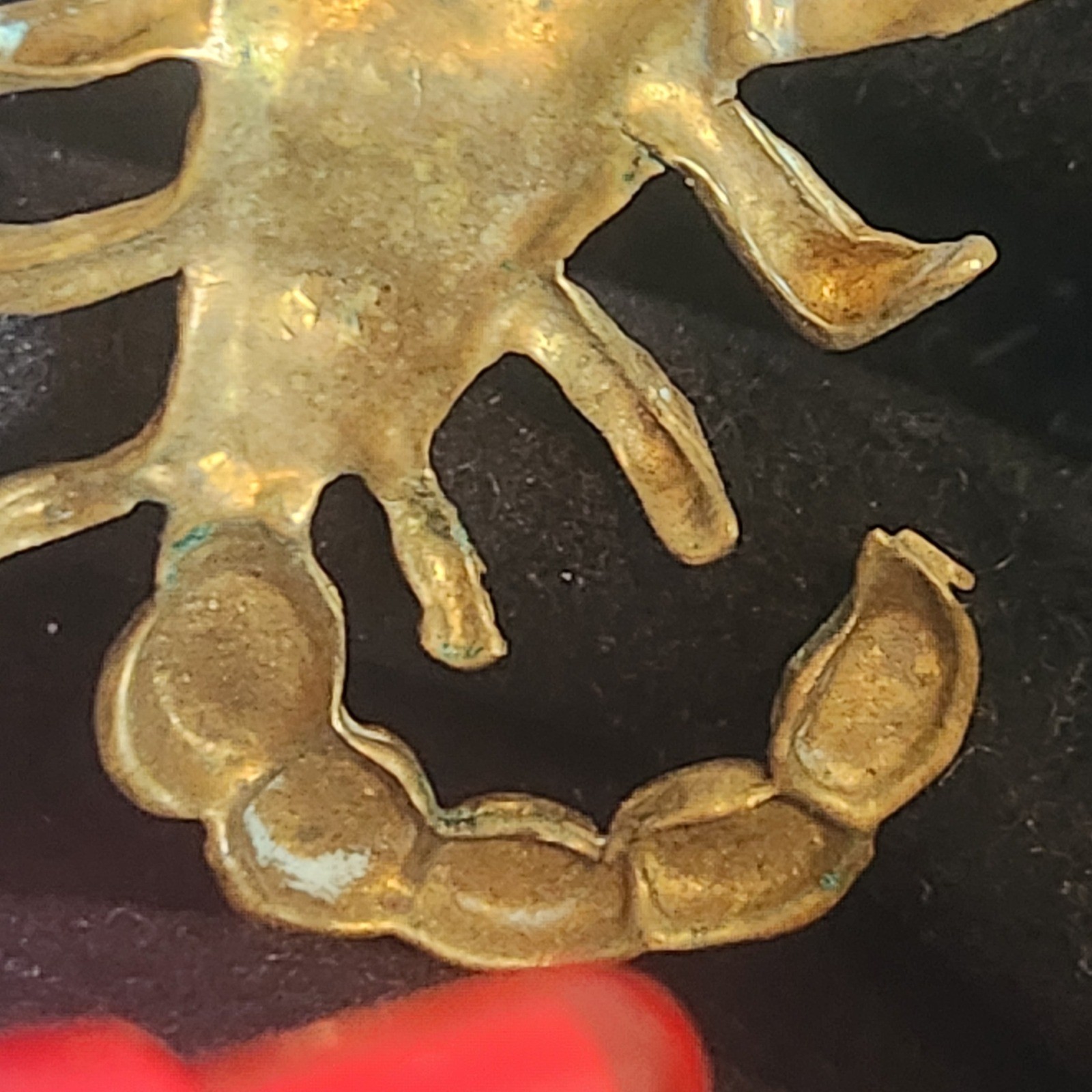 Vintage Gold bronze Tone Scorpion Pendant Red Rhinestone Eye Desert Zodiac
