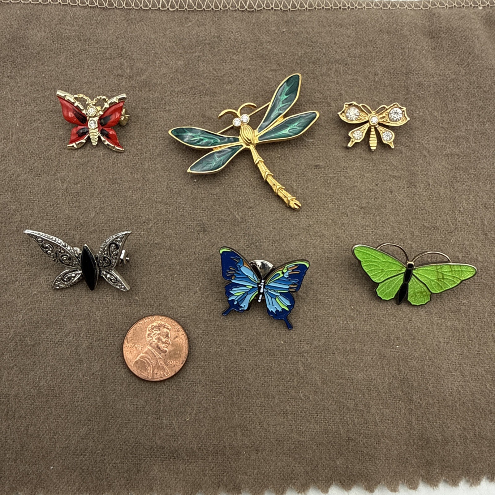 Vintage Butterfly Pins Brooches Jewelry Lot – Set of 6 (1-Trifari)