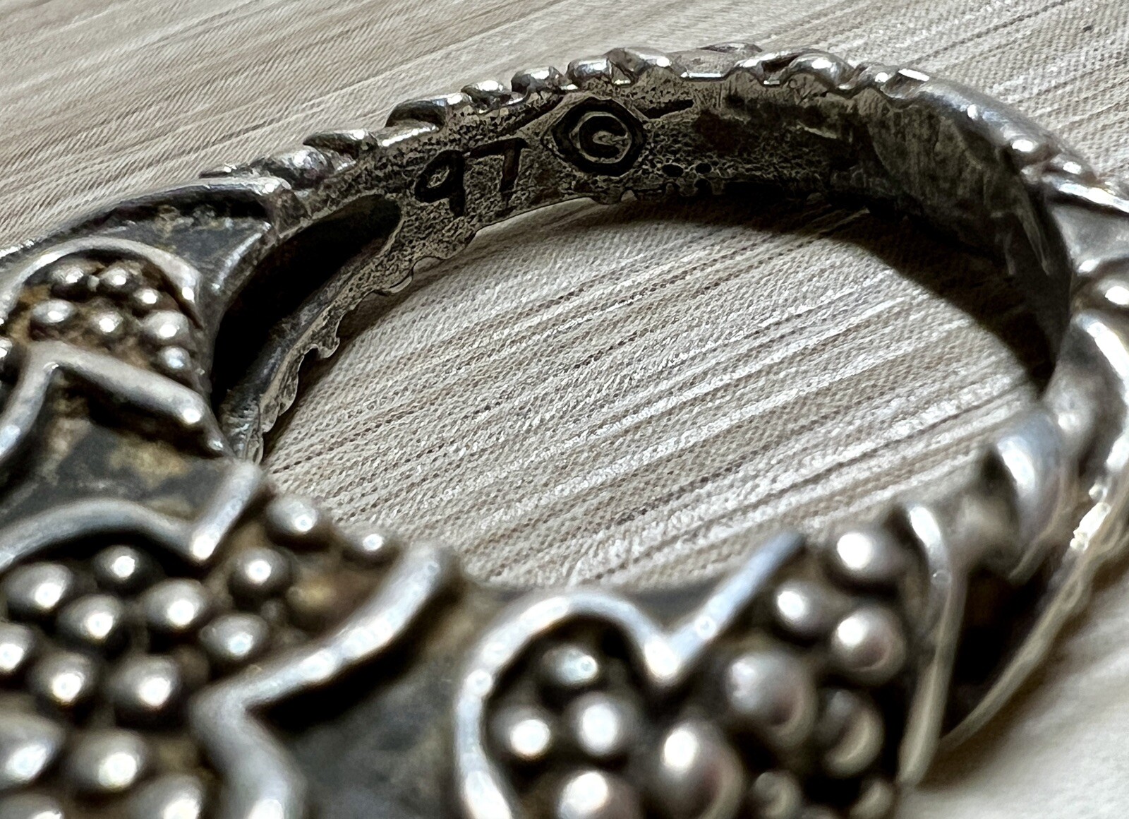 Vintage Designer Dian Malouf Sterling Silver Tall Tribal Stack Ring, Size 6.5