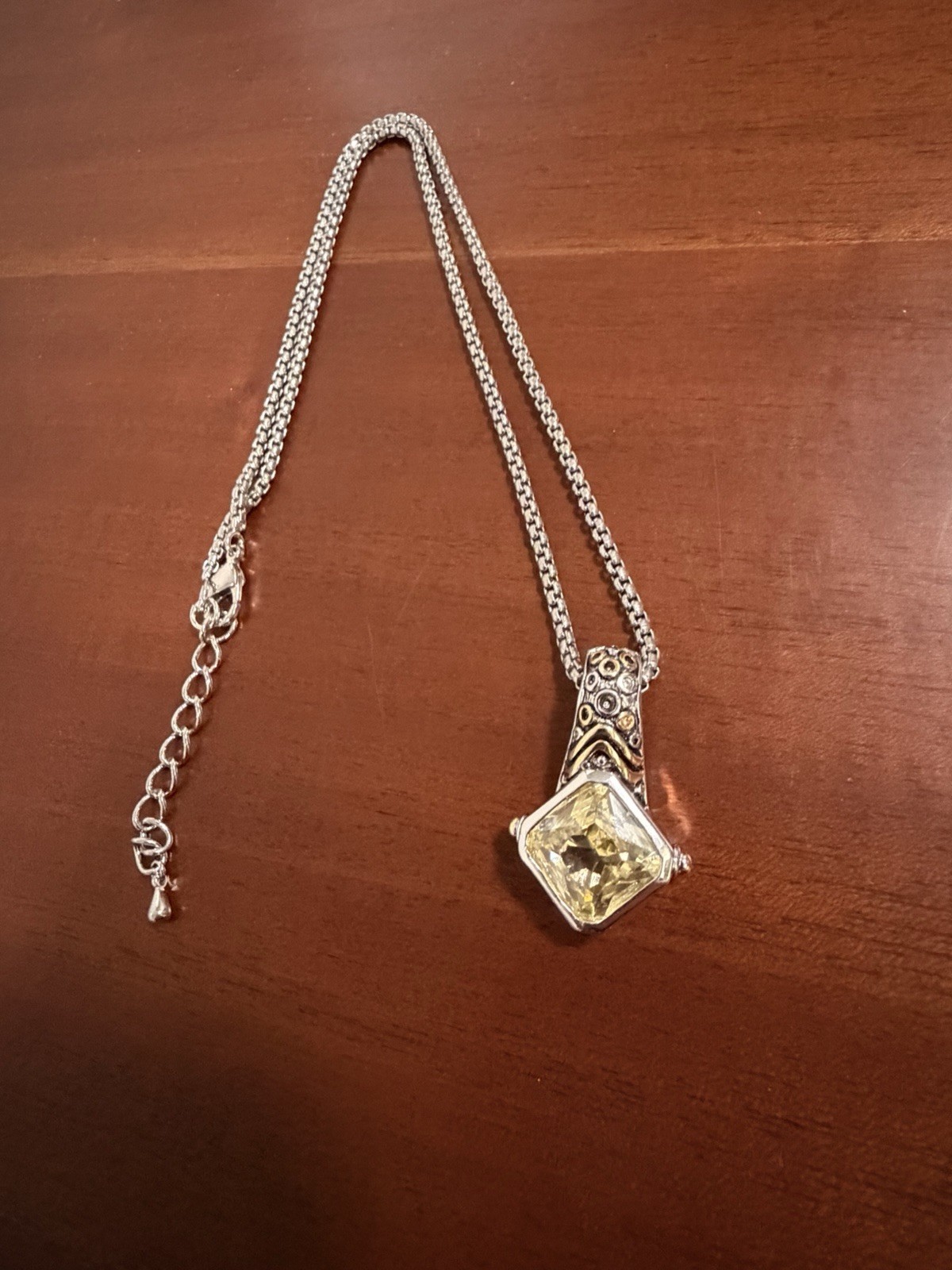 Vintage Renaissance Revival 2-Tone Citrine Yellow Cubic Zirconia Pendant