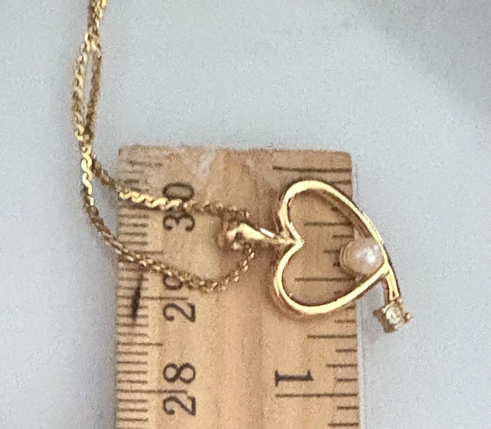 Gold Heart with Faux Pearl Korean 17″ Necklace