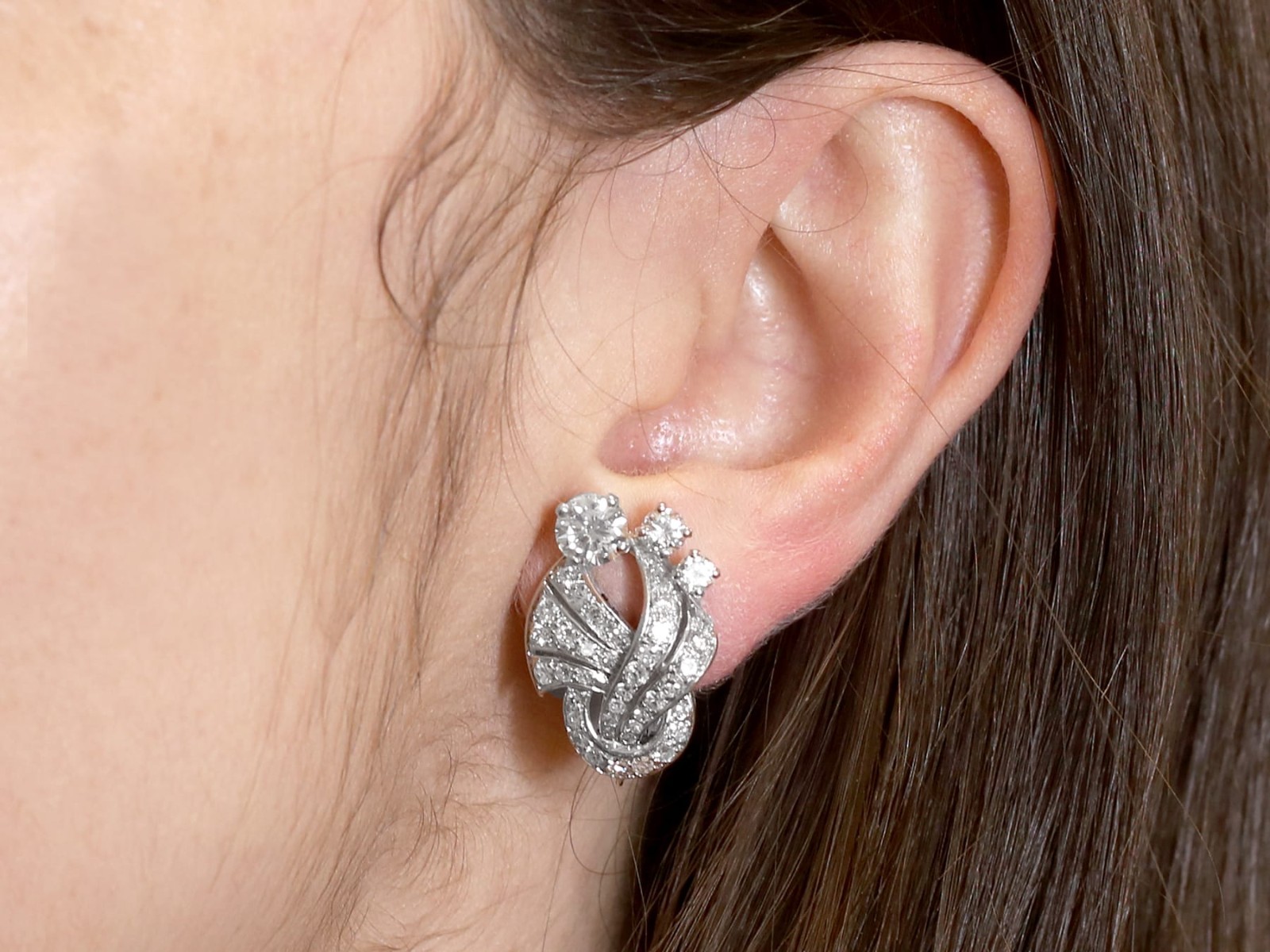 Vintage Art Deco 5.09Ct Diamond and Platinum Earrings Circa 1950
