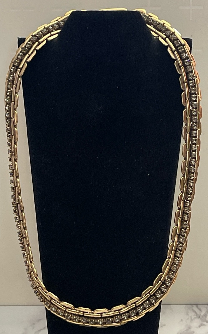 Vintage Stella & Dot Rhinestone Gold Tone Necklace HJ-54