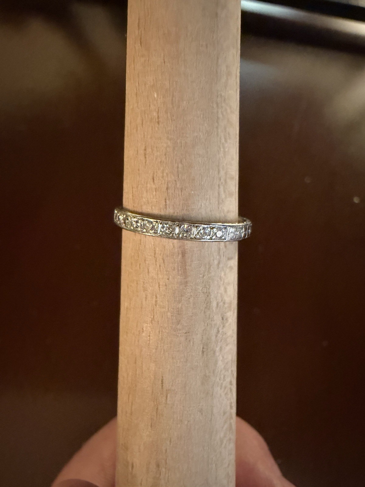 Vintage Antique Estate Platinum Pave Diamond Eternity Band Ring Size 7 1/4