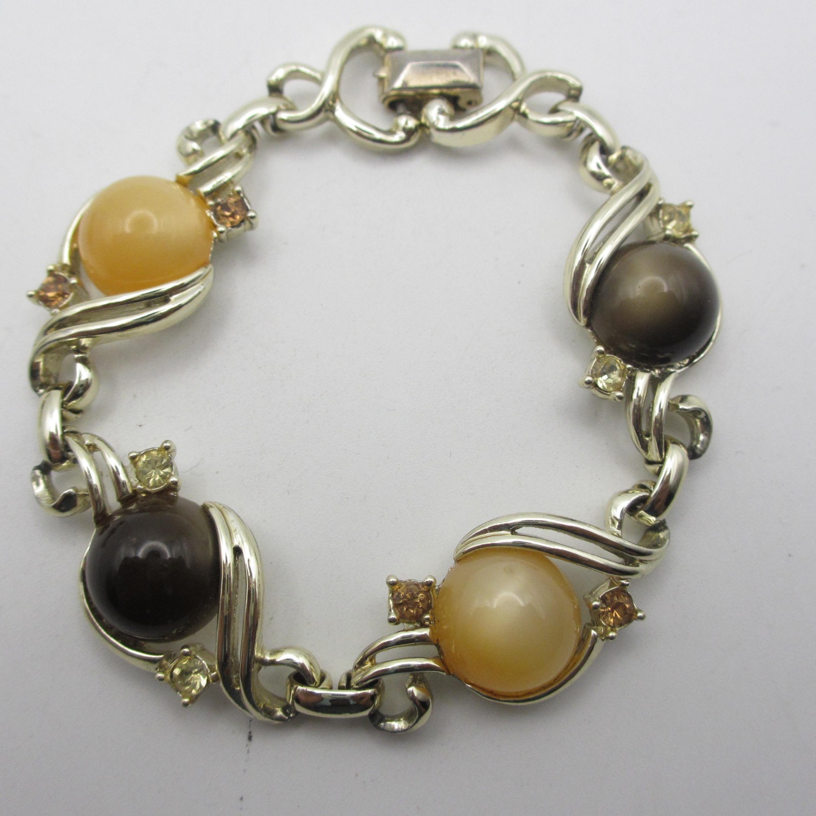 Vintage Moonglow Bracelet Earrings Set Fall Colors Gold Tone