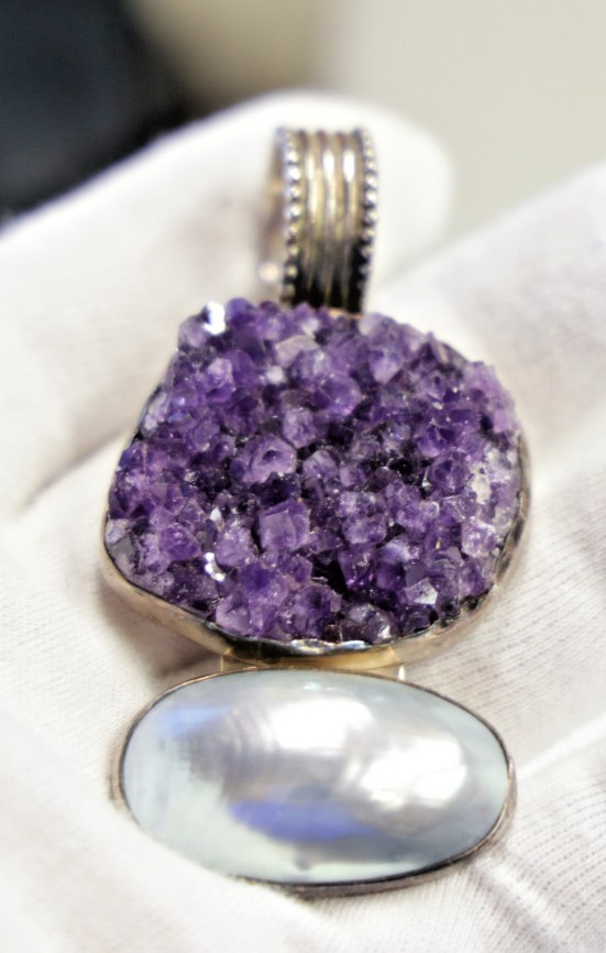 Vintage Sterling Geode Pedant by Rebecca Collins Dallas, TX 55.07 Grams