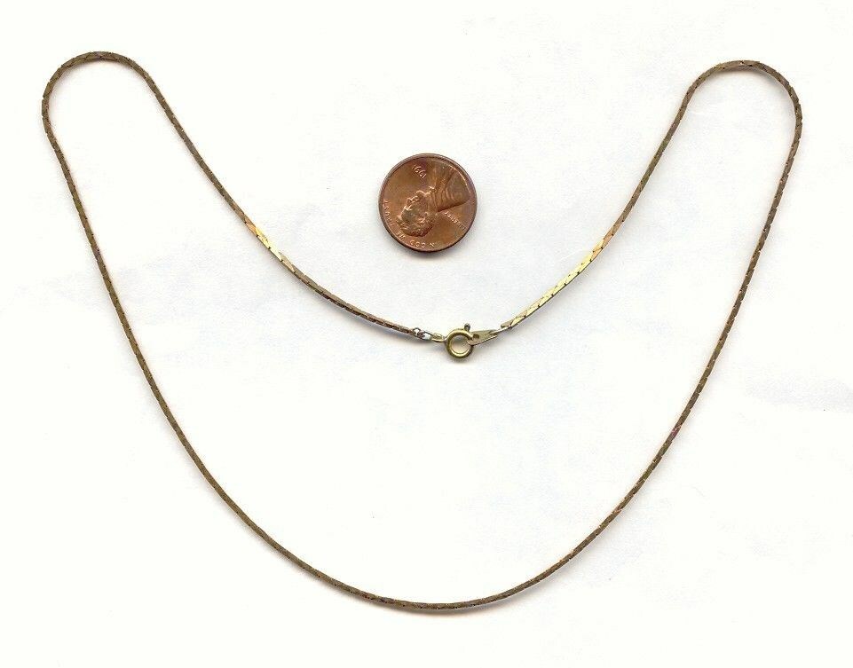 2 VINTAGE SOLID BRASS 1mm. WIDE COBRA CHAIN 18″ NECKLACES CH115