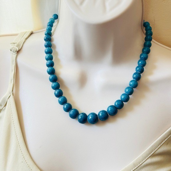 VTG Blue Sponge Coral Necklace BOHO Graduated Genuine Real Round Beads 40g 18″