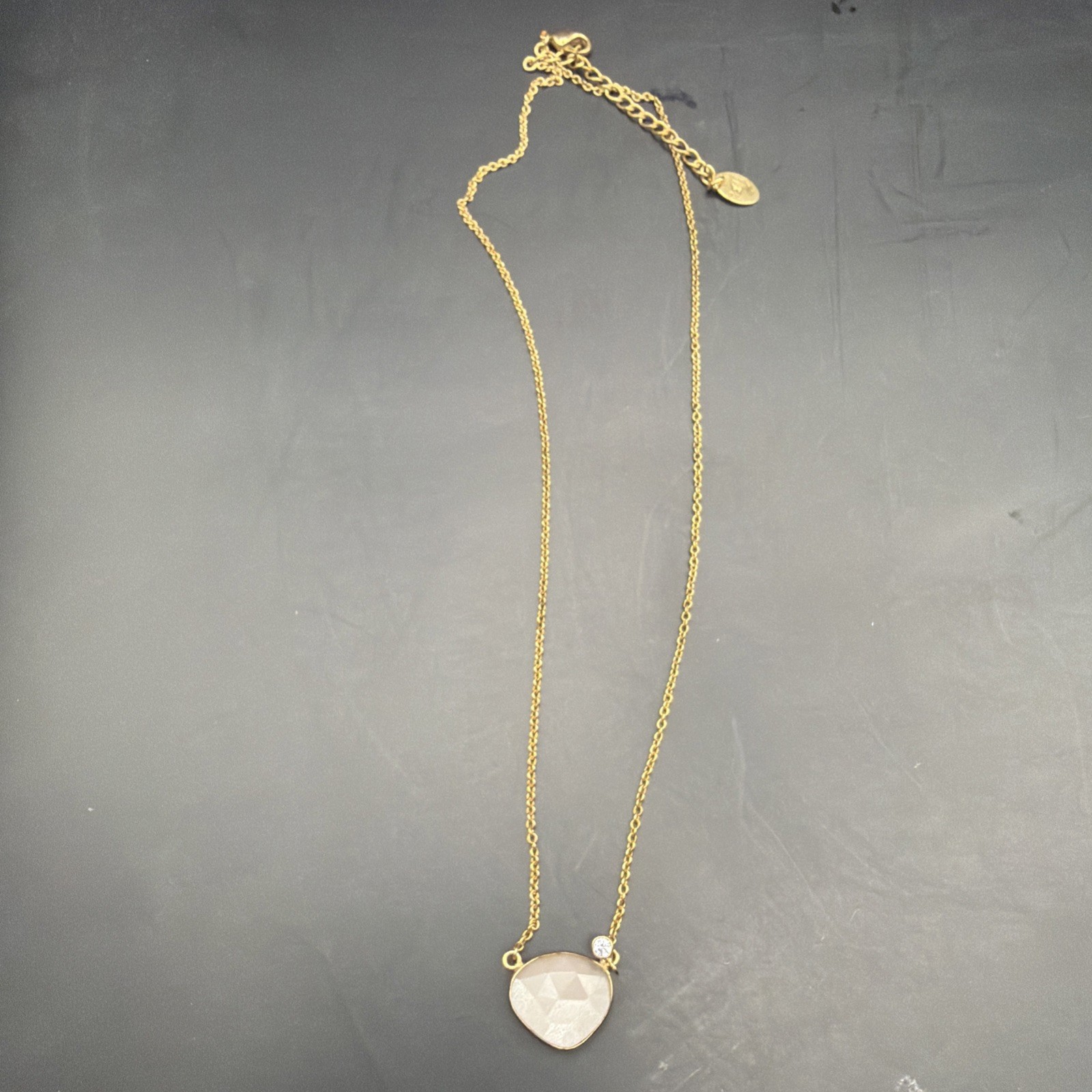 Agatha Paris Gold Tone Necklace With Pinkish Gemstone 15-17”