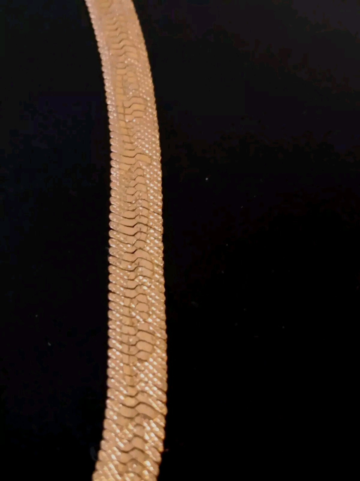 Vintage Faux Gold Herringbone Chain Necklace with Vine Print 18 in x 1/4 in