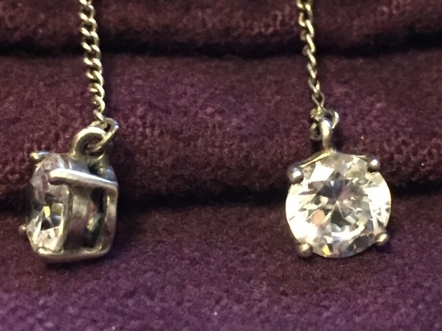 CA 925 Sterling Slver Cubic Zirconia Earrings Vintage.-1C147