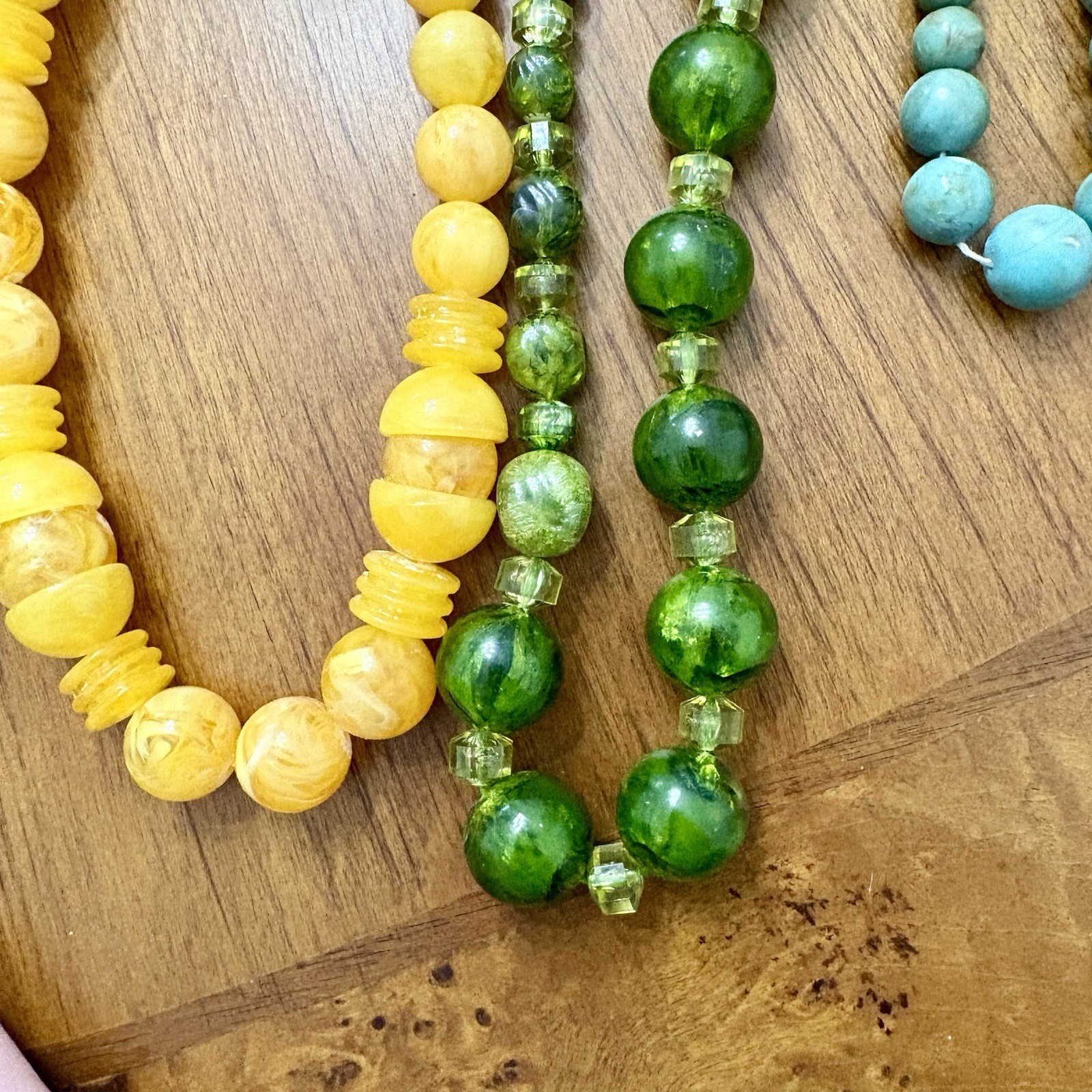 Vintage 1930 – 1960 Plastic Single Strand Beaded Necklace Lot MCM Art Deco