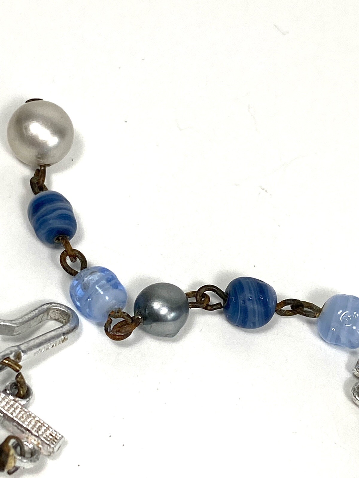 Japan Necklace Two strands Blue Glass Acrylic Beads 14”+ 2”