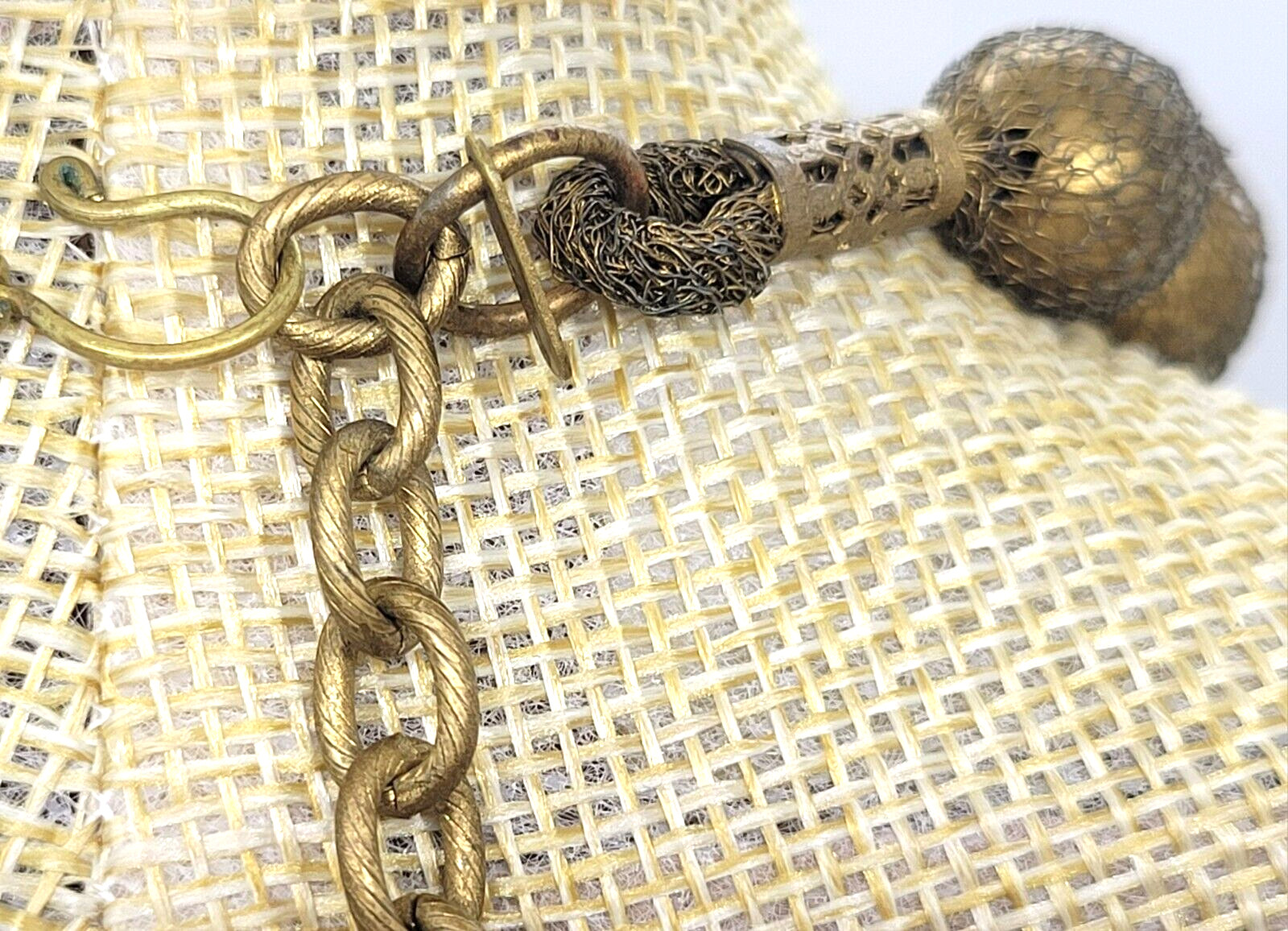 Sarah Cavender Metalworks Necklace Wire Knit Wrapped Bead Draped Tassel Chain