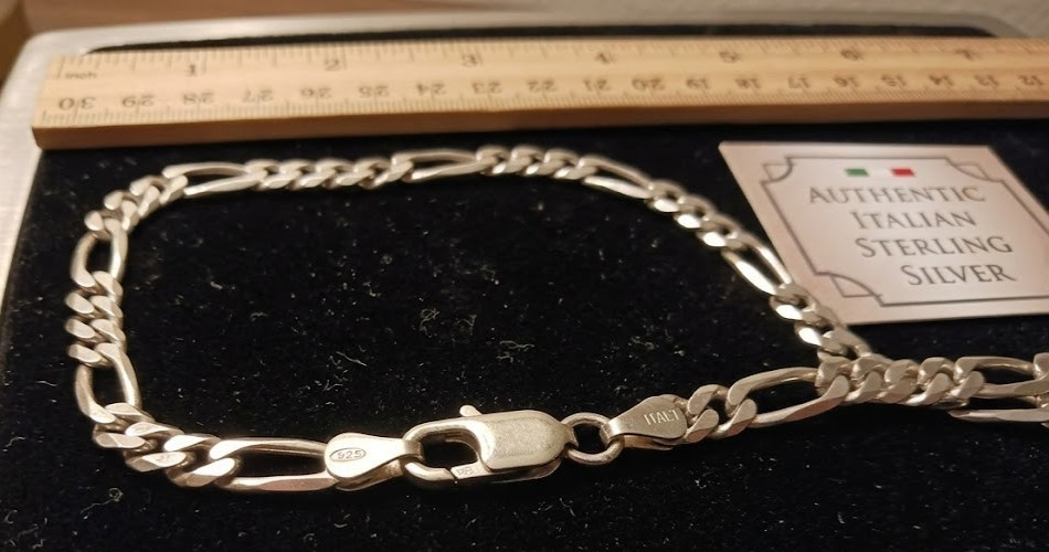 Men’s Sterling Silver 925 Figaro Chain Necklace – Made in Italy 22.9g 21″ Length