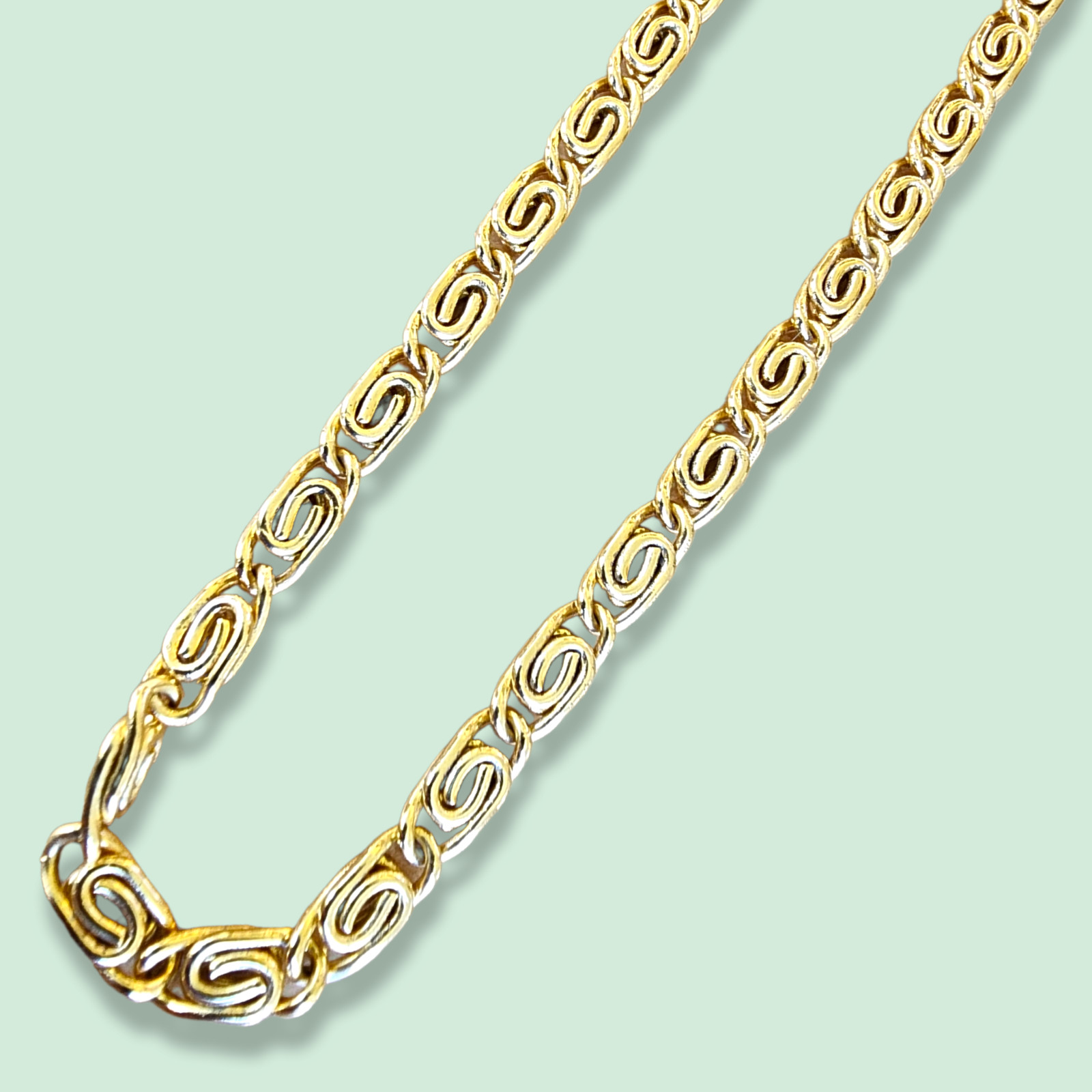 Vintage 18K Gold Plated Snail Chain Necklace (45 cm) – 1980’s – Made in UK