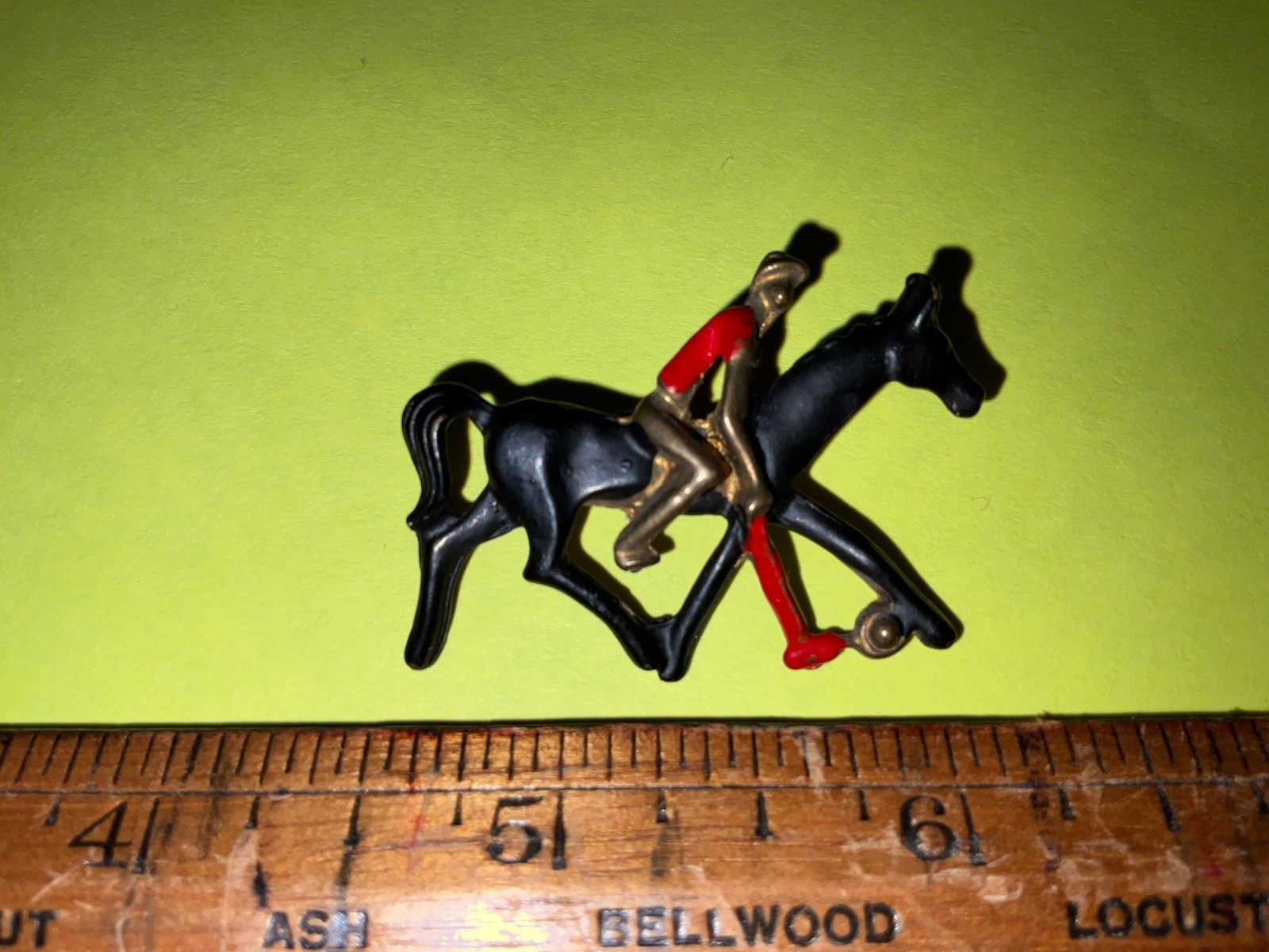 Vintage Mid Century Enamel Polo Player Rider on Horse Equestrian Pin