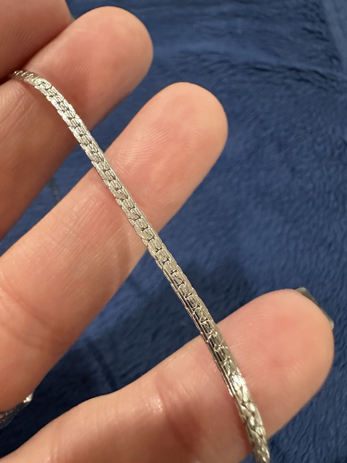 Vintage Sterling Silver 925 Woven Link Style Chain Necklace, 16.5in, 2mm Thick