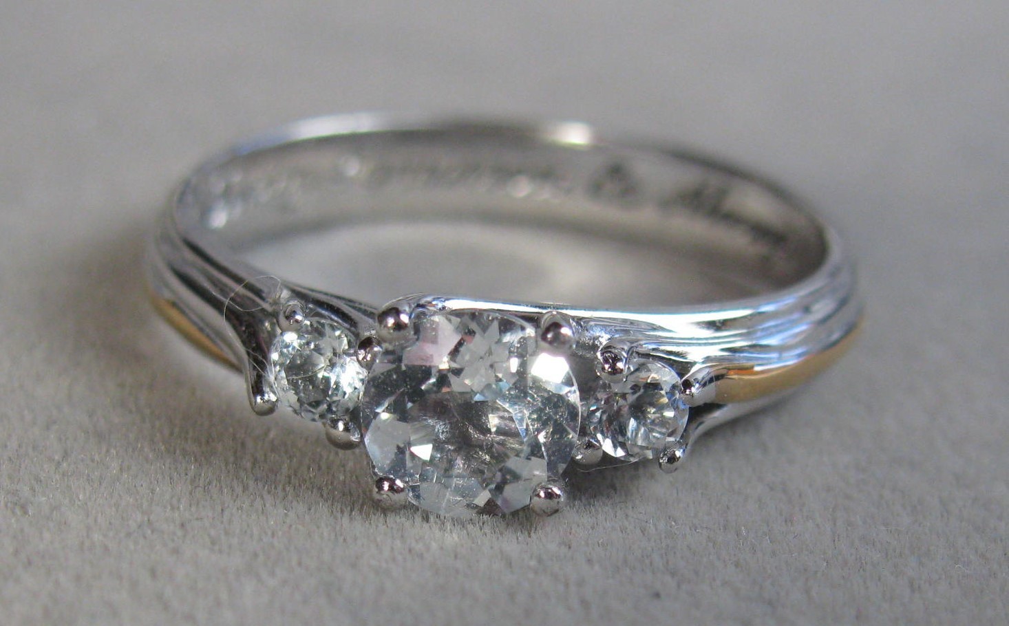 Sterling Silver White Topaz Triple Stone Ring 2.1g Size 10 BGE #B175