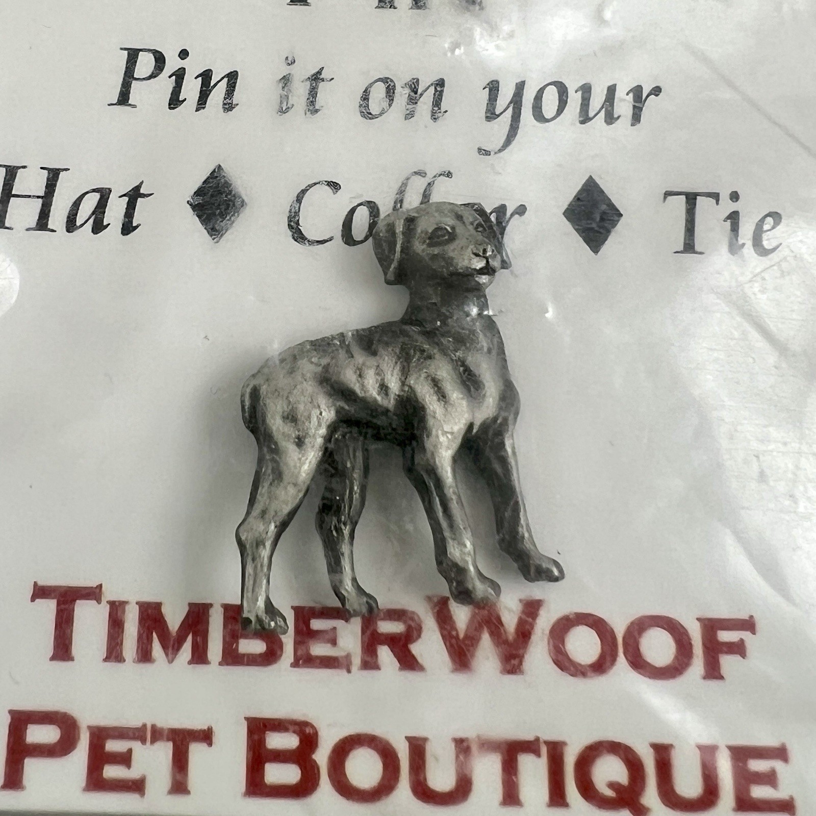 Weimaraner Hat Collar Tie Dog 1″ Pin Silver Tone