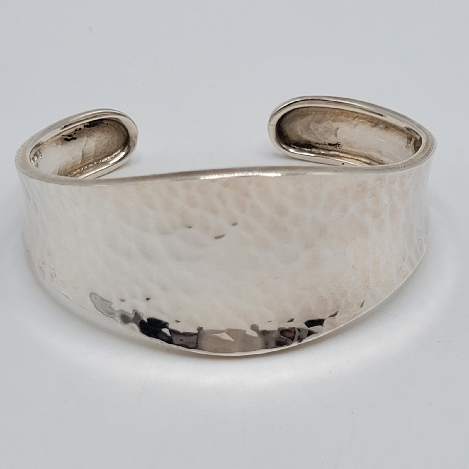 ATI Mexico 925 Sterling Silver Hammered Recessed Wave Cuff Vtg Bracelet 19 Grams