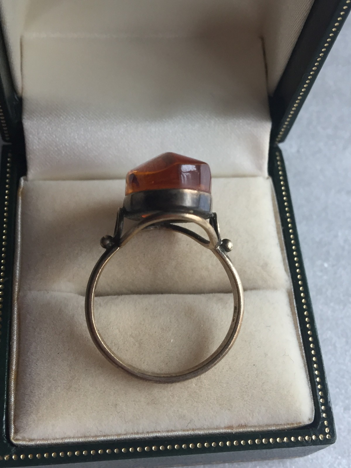 Rings Gold Plated Vintage Soviet Silver 875 USSR 100% Genuine Royal amber Baltic