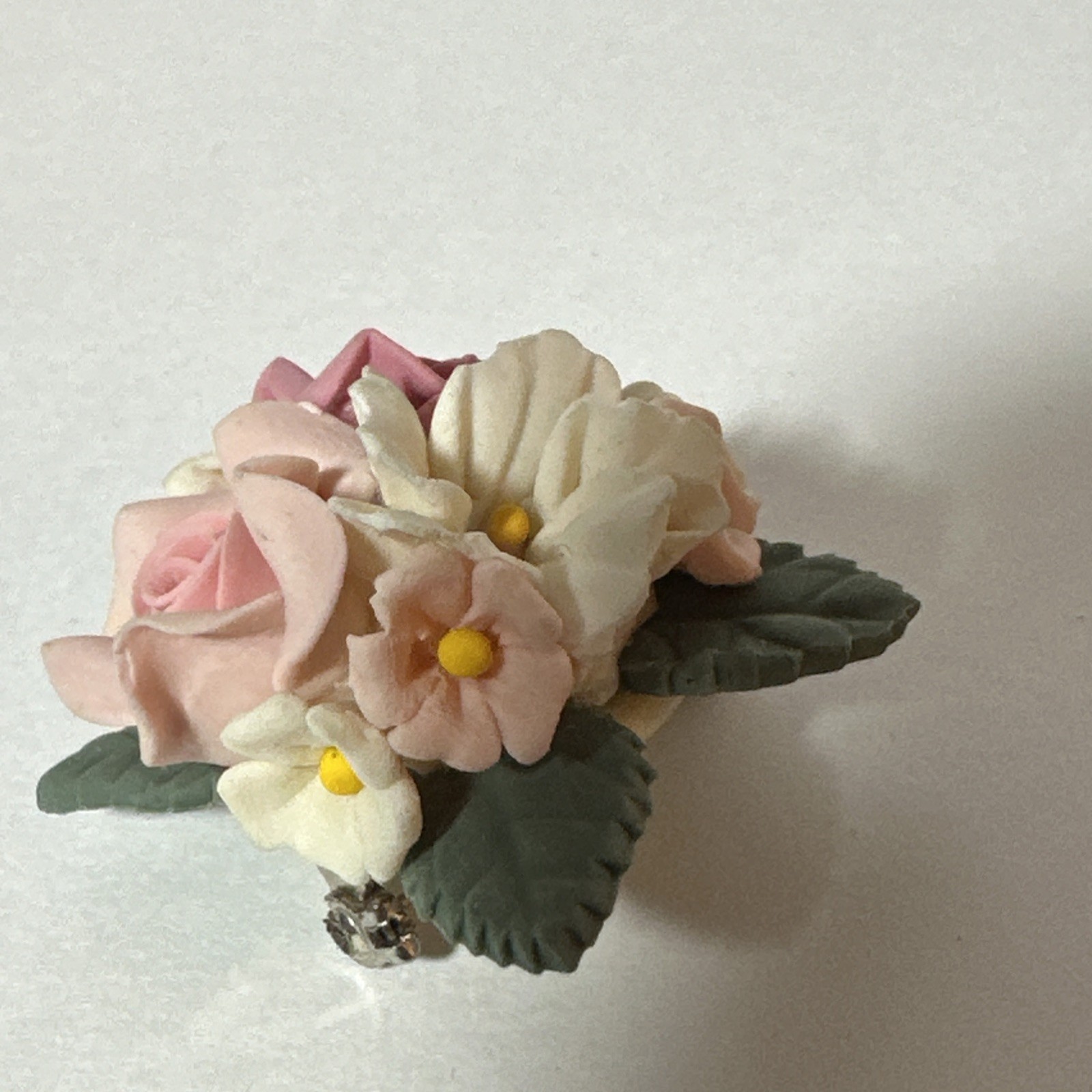 Floral Earrings and Brooch Pin Set Soft Colors of Purple, Pink, and Ivory Roses