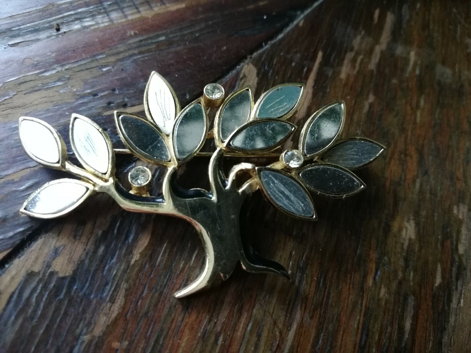Vintage Orena Paris Tree of Life Gold Tone Brooch Pin Trombone clasp
