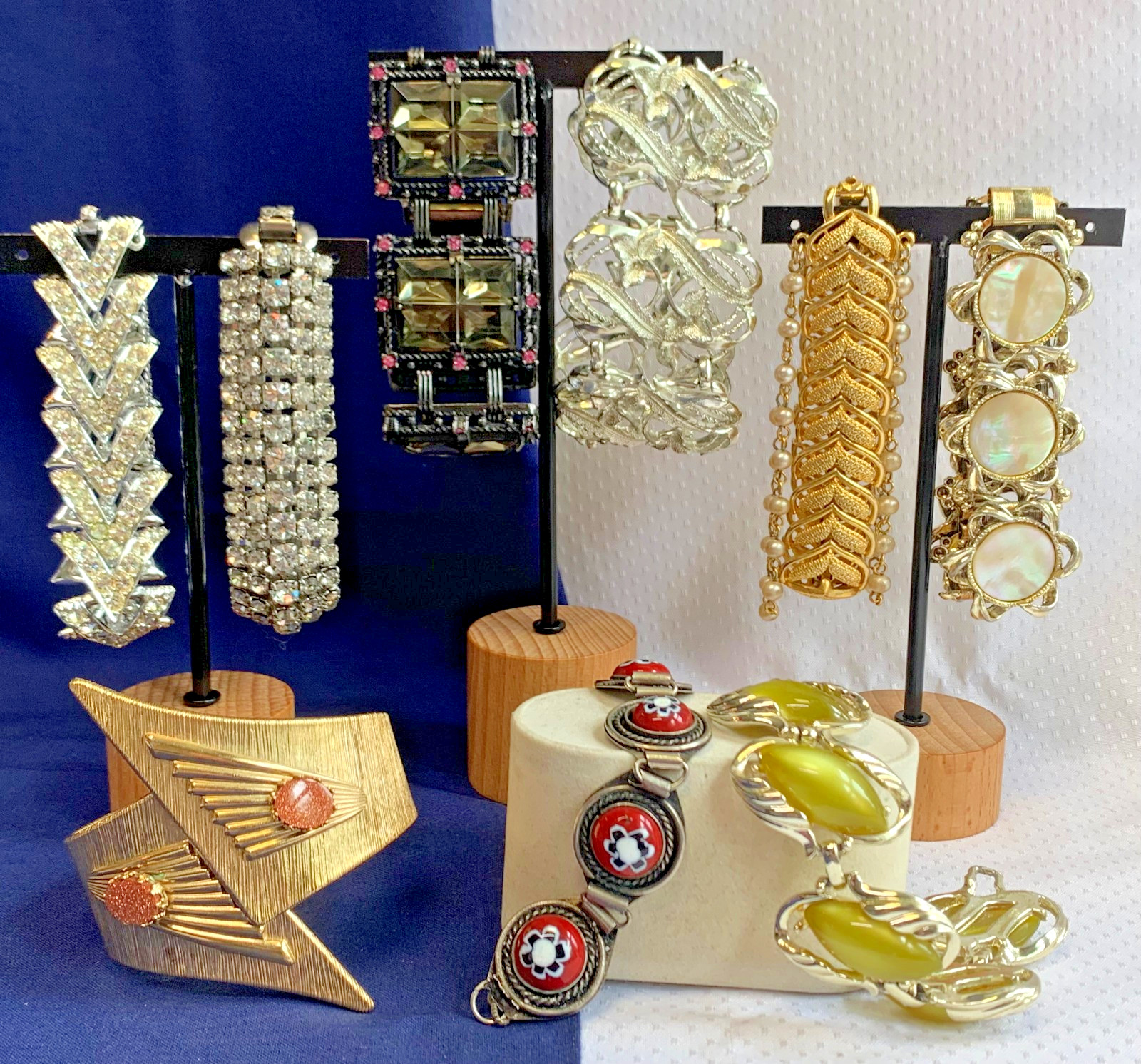 Vtg Costume Jewelry Bracelet Lot Weiss Coro Sarah C Rhinestone Enamel Lucite
