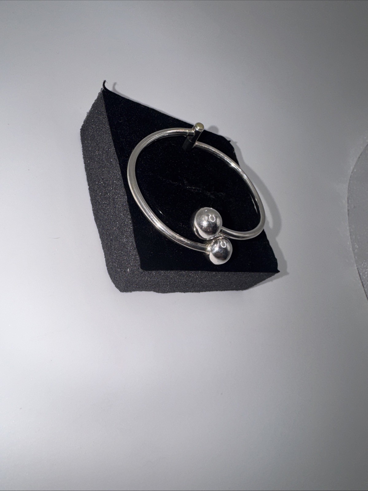 Vintage ATI Mexican Silver 925 Orb Ball Hinge Adjustable Cuff Bangle Bracelet