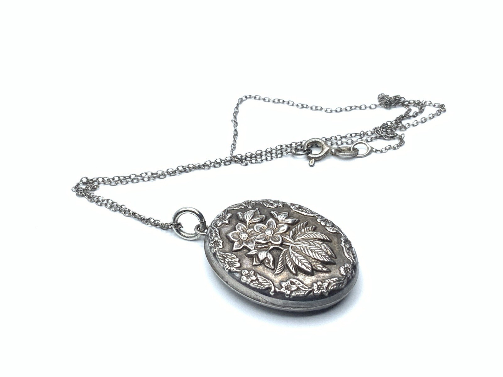 Vintage Sterling Silver 1978 Franklin Mint Flower Puffed Pendant 16” Necklace