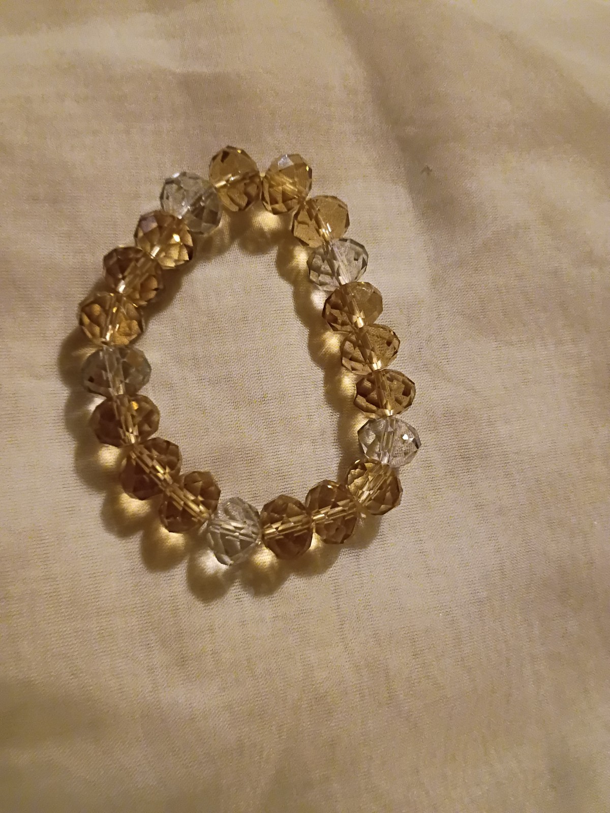 Champagne Glass Beaded Bracelet Faceted Fire Polished Coated Stretch
