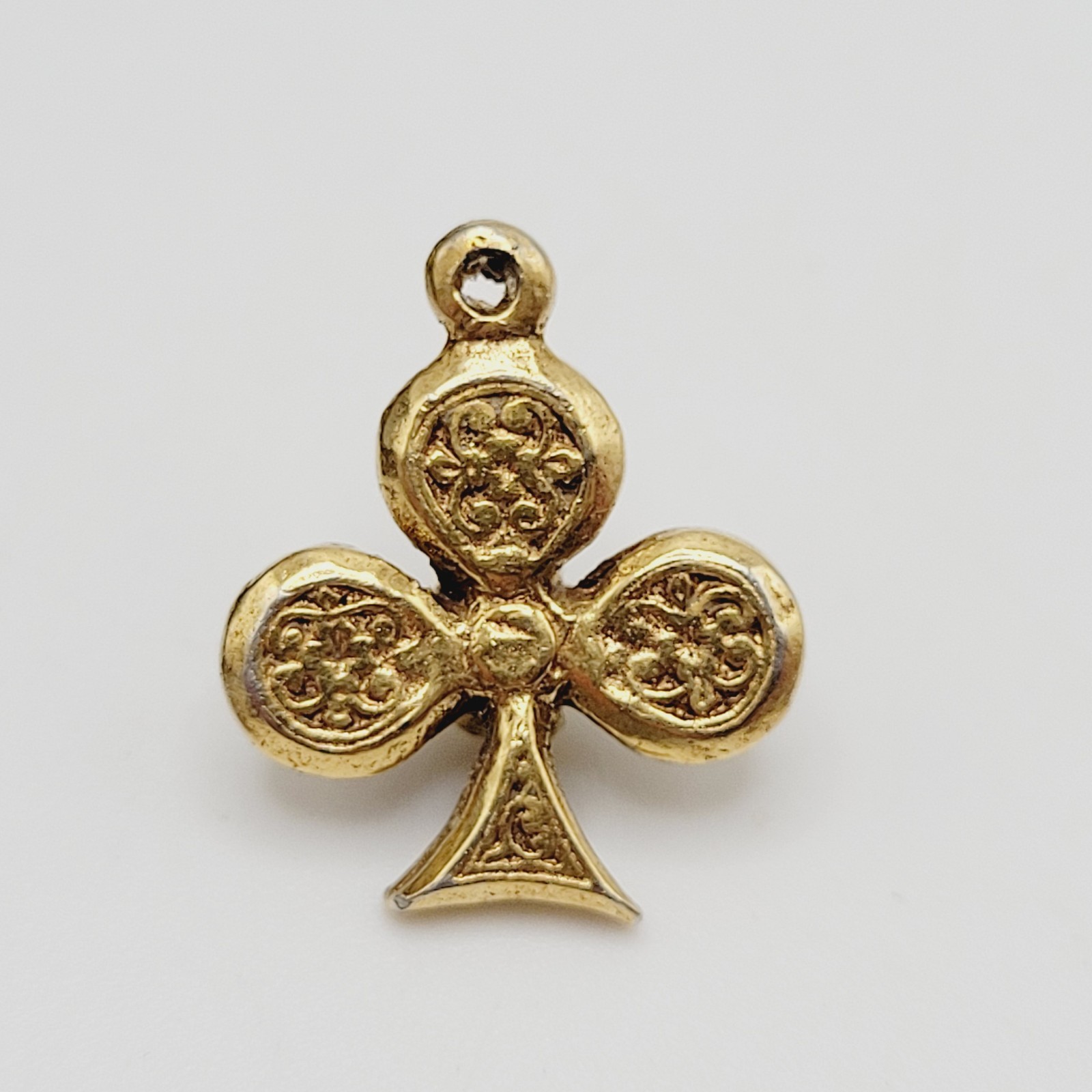 Clover Trefoil Shape Baroque Revival Vintage Gold Tone Faux Pearl Charm Pendant