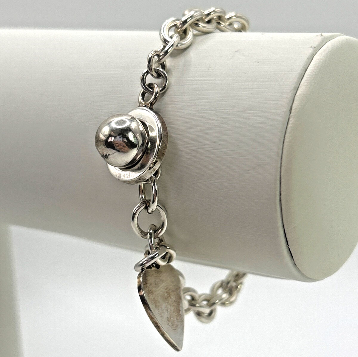 Vintage .925 Sterling Silver 6mm Link Chain 7″ Starter Charm Bracelet