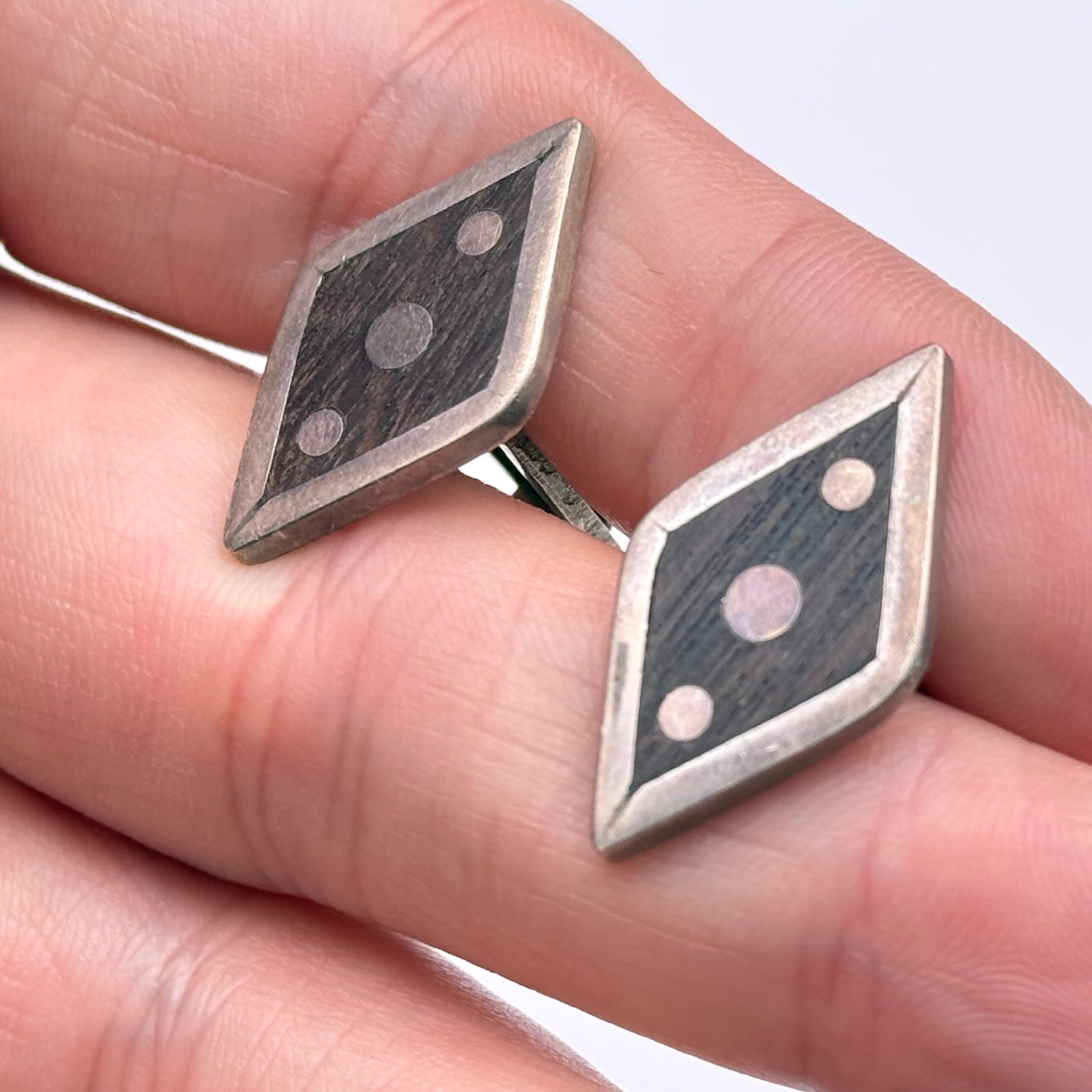 Vintage Wood Sterling Silver Taxco 980 Cufflinks