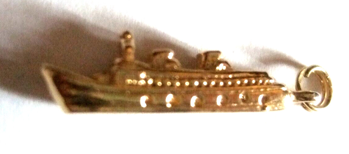 Ocean Liner Charm Gold Plated Sterling Ship Charm for Bracelet Vintage Charm