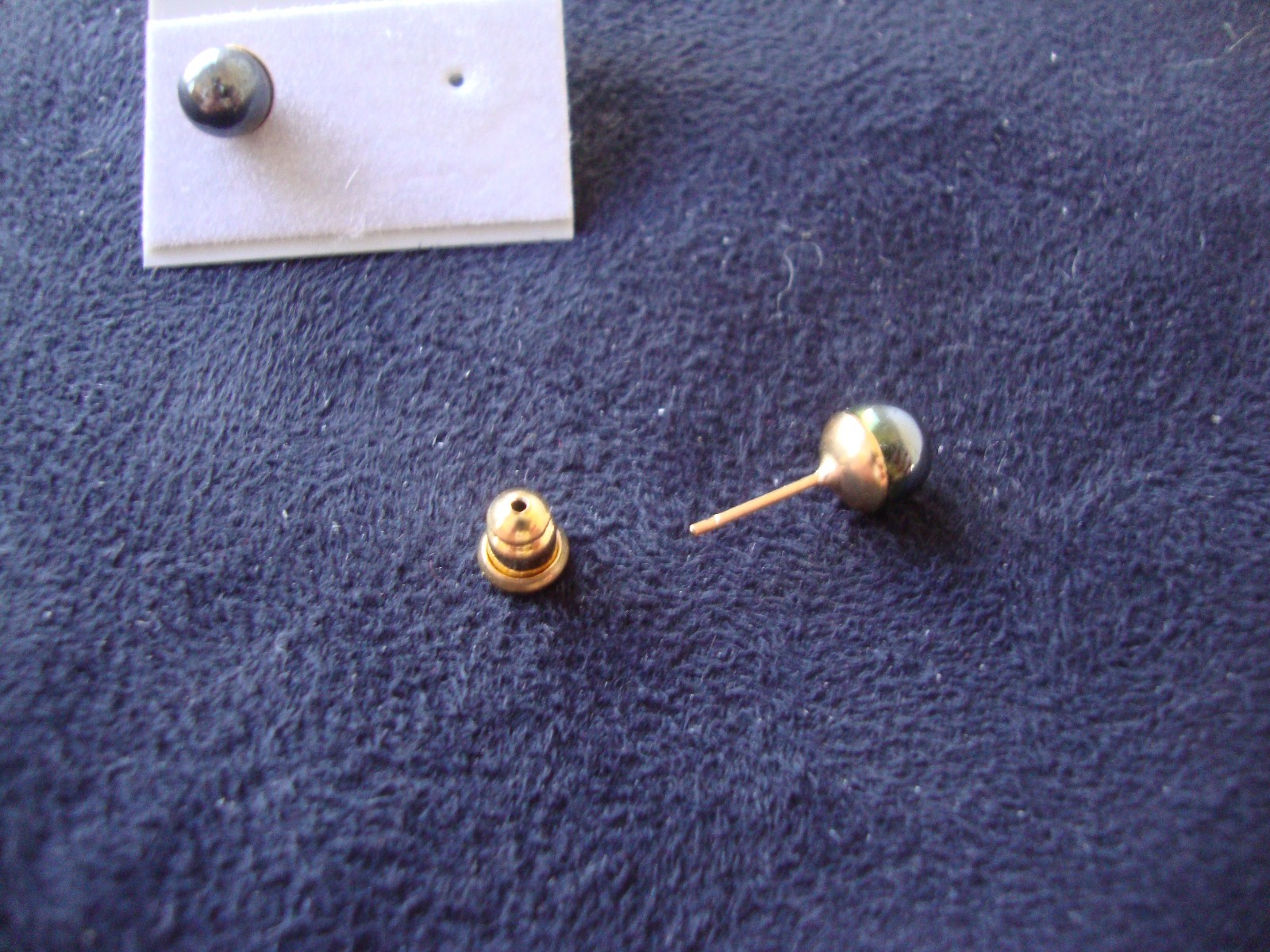 VINTAGE 1980s CLASSIC HEMATITE 6MM BALL GOLD FILLED POST STUD EARRINGS