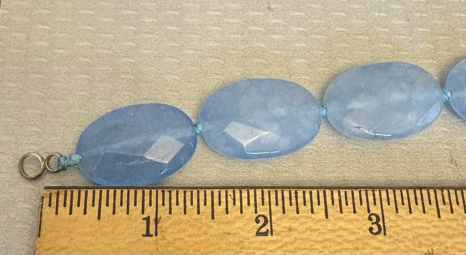 Chalcedony Necklace Natural Blue Quartz Agate Faceted Beads 20″ Chunky Strand
