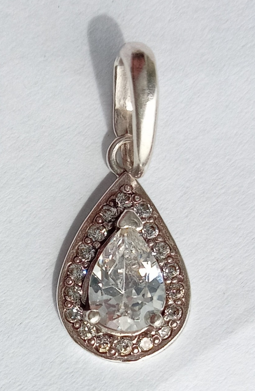 Vintage Beautiful Pendant White stones Sterling Silver 925 test Women’s Jewelry