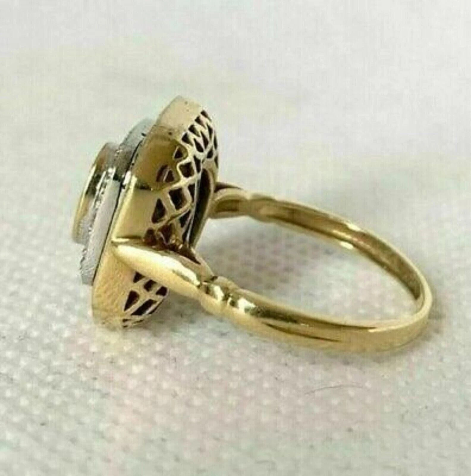 3Ct Vintage Art Deco Style Oval Lab Created Emerald Engagement 14K Gold FN Ring