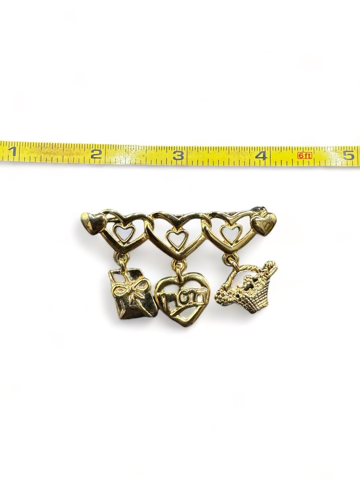Vintage Mother’s Gold-Tone And Rhinestone Hearts And Flowers Brooches
