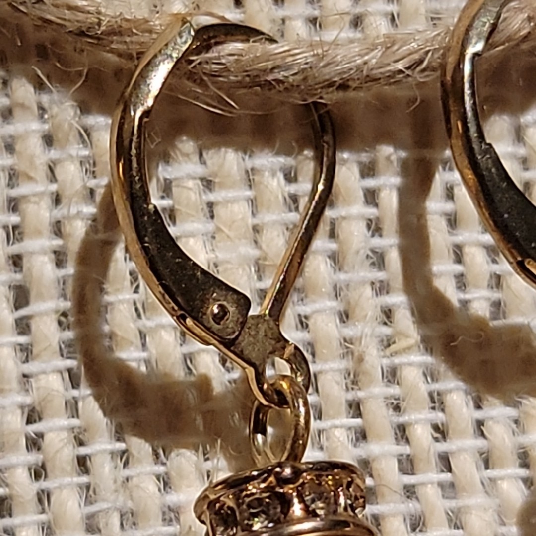 VTG Gold Tone Faux Pearl Rhinestone Rondelle Bead Earrings Dangle Classic Formal