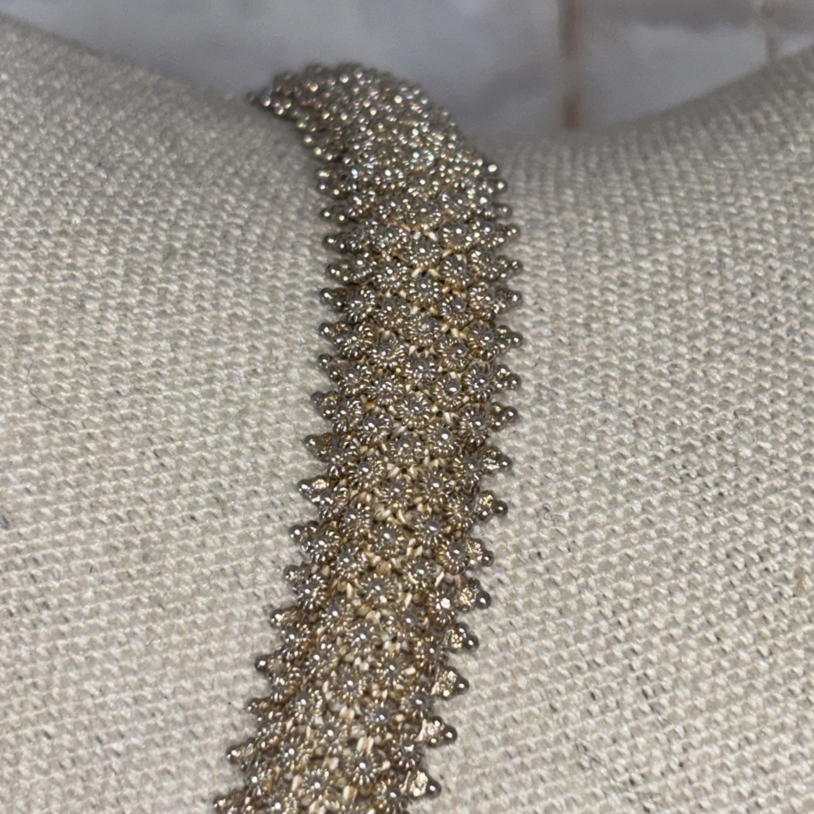 Vintage Sterling Silver Flower Cannetille Choker Necklace 16”