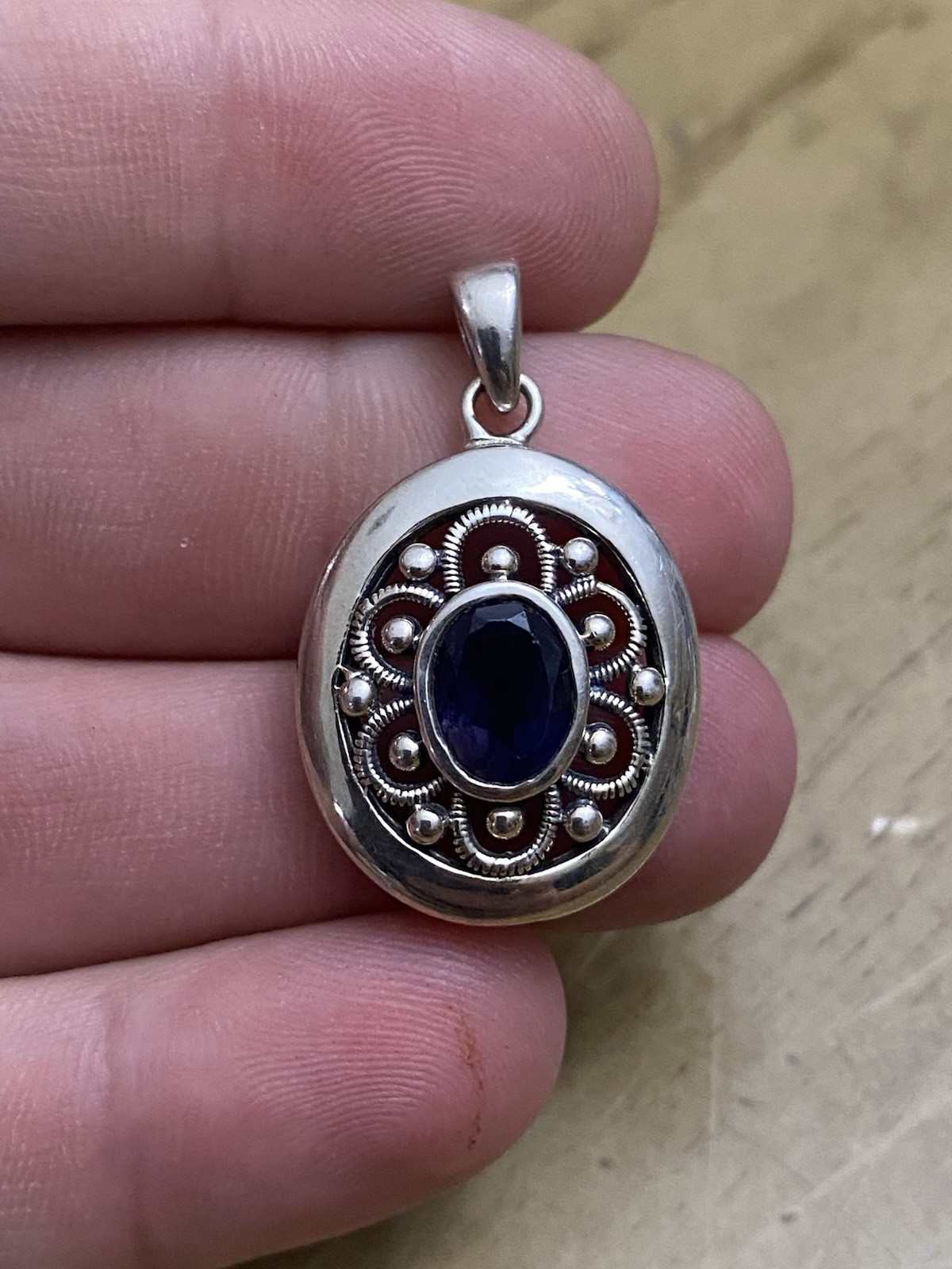 DOUG PAULUS dp STERLING SILVER 925 Signed Blue Iolite Dangle Drop PENDANT