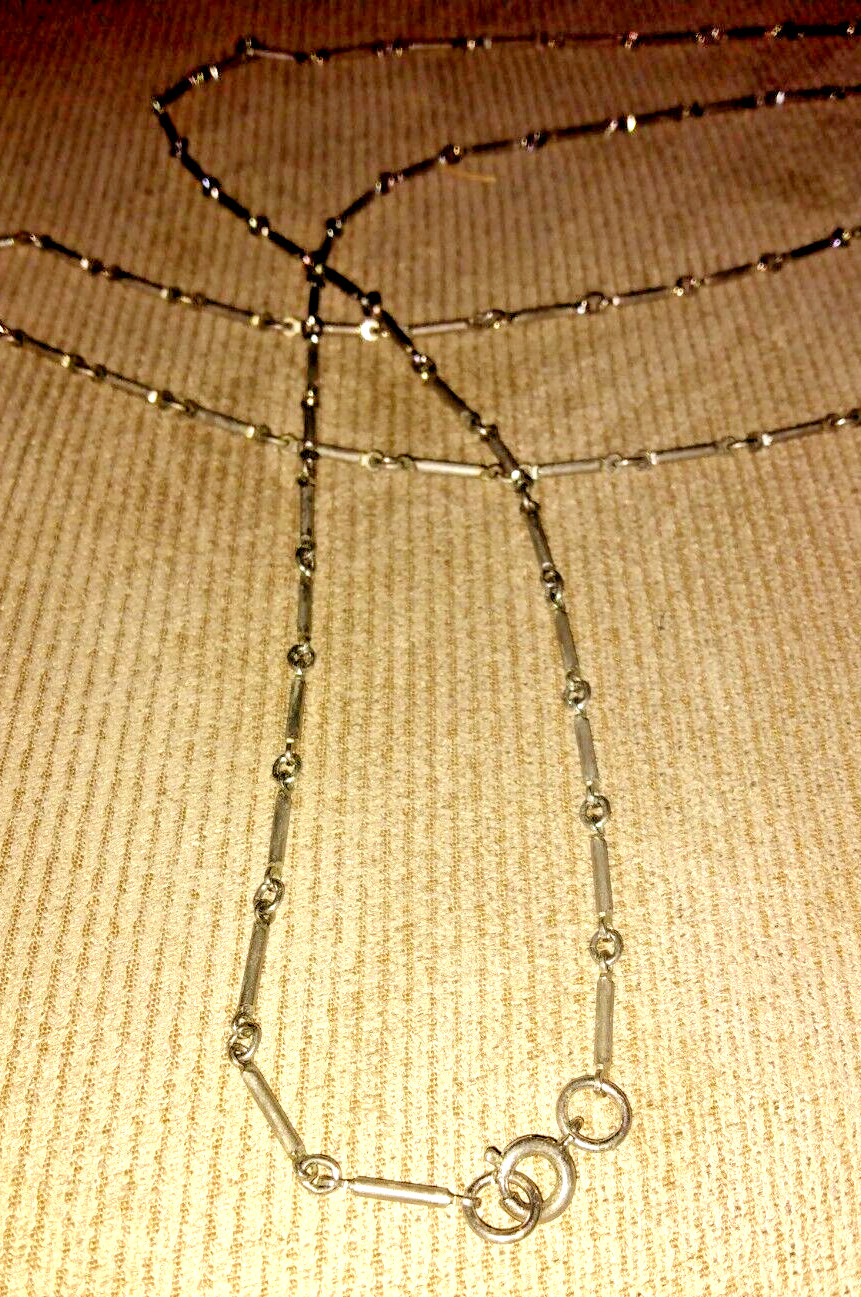 VINTAGE SILVER BAR LINK CHAIN NECKLACE ARTICULATED 50 IN ESTATE 60s super long